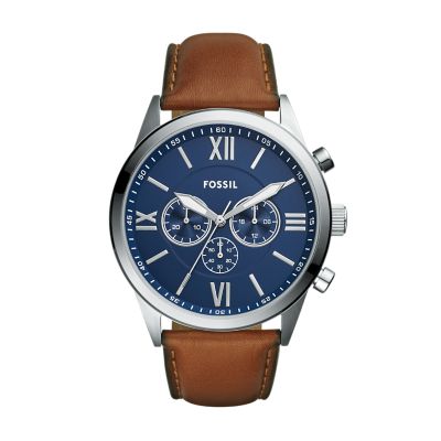 Brown for Flynn Chronograph Black Leather Watch