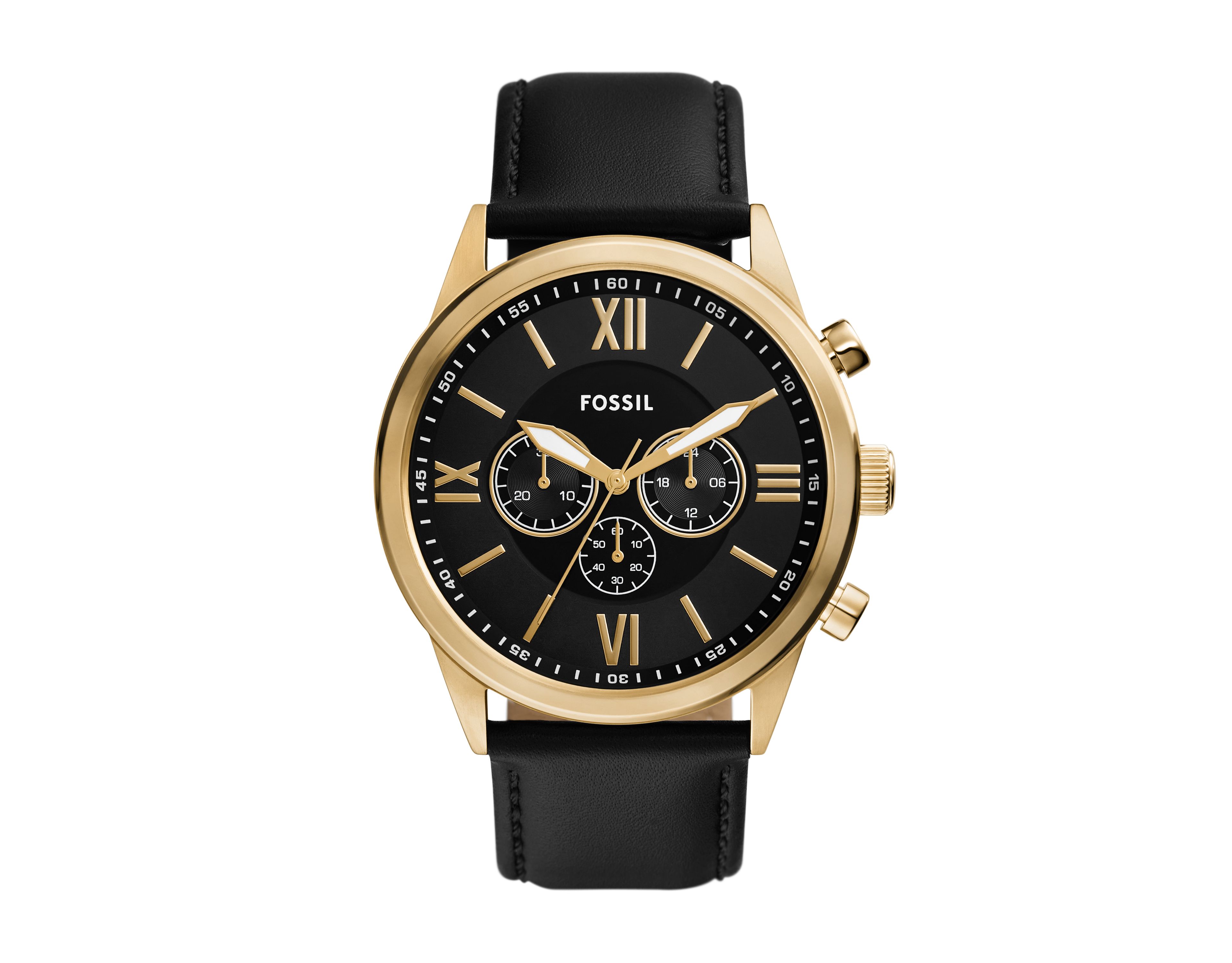 Flynn 48mm Chronograph Black Leather Watch