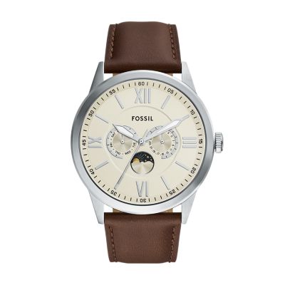 Brown for Flynn Multifunction Brown Leather Watch