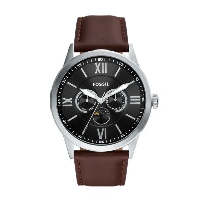 Flynn Multifunction Brown Leather Watch