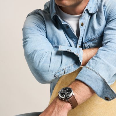 Bennett Multifunction Brown Leather Watch