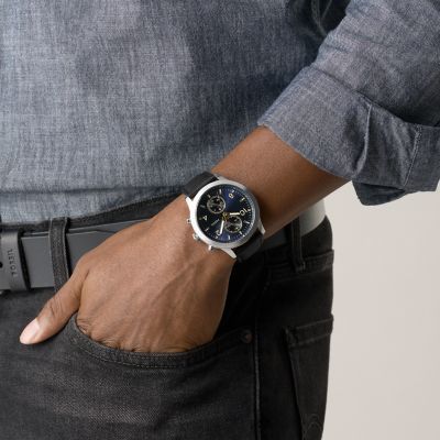 Bennett Multifunction Black Leather Watch
