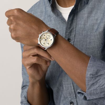 Bennett Multifunction Brown Leather Watch