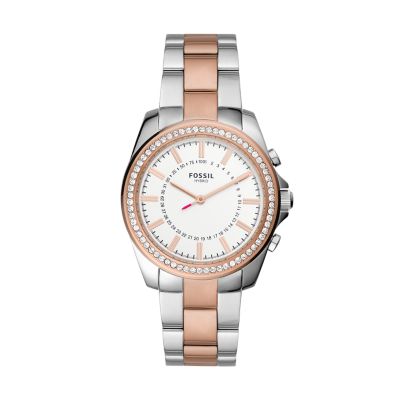 

Fossil Femmes Montre connectée hybride Janice en acier inoxydable bicolore