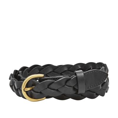 fossil braided leather belt