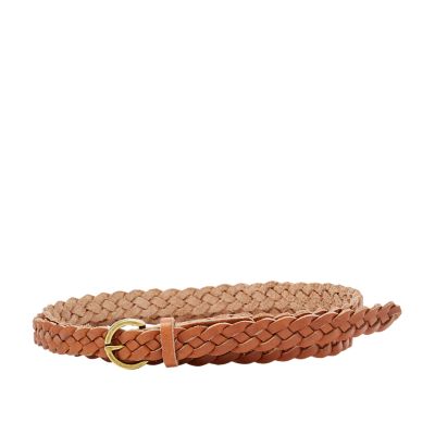 fossil braided leather belt