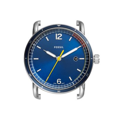 The Commuter Three Hand Date Blue Stainless Steel Watch Case