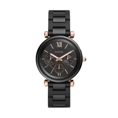 Carlie Multifunction Black Ceramic Watch Ce1094 Fossil