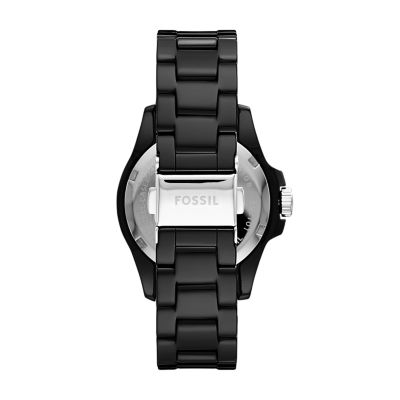 Montre fossil discount noir et or