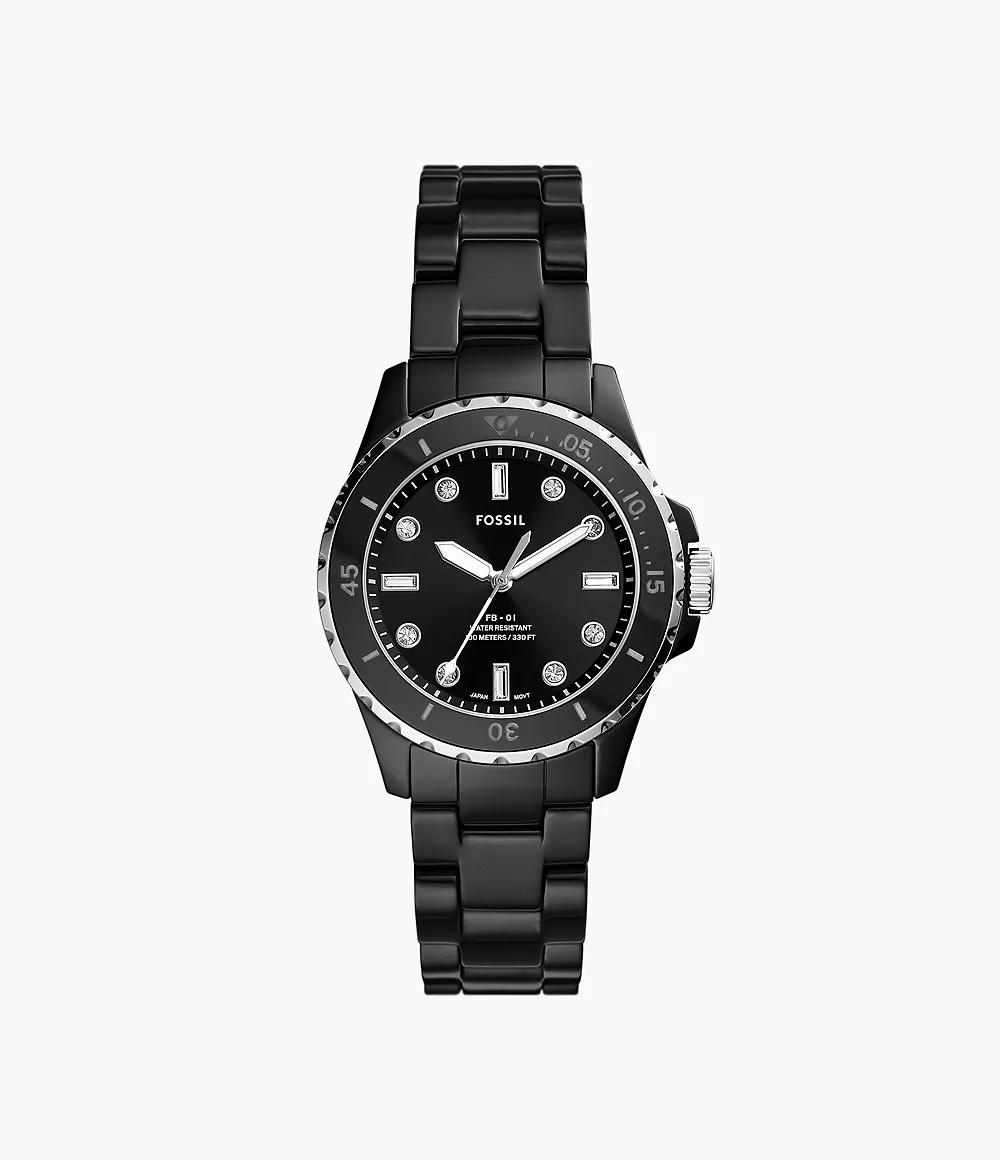 Fb-01 Three-Hand Black Ceramic Watch
