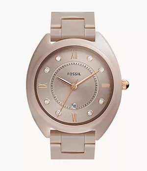 Gabby Three-hand Date Salted Caramel Stainless Steel And Ceramic Watch