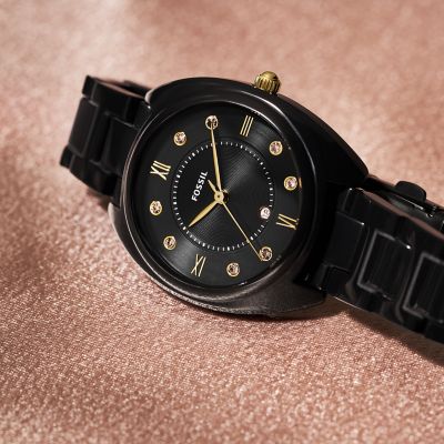 Fossil black stainless hot sale steel strap