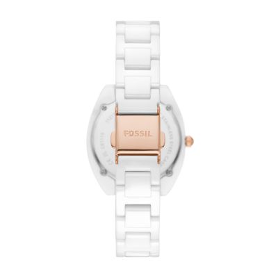 Gabby Three-Hand Date White Stainless Steel and Ceramic Watch