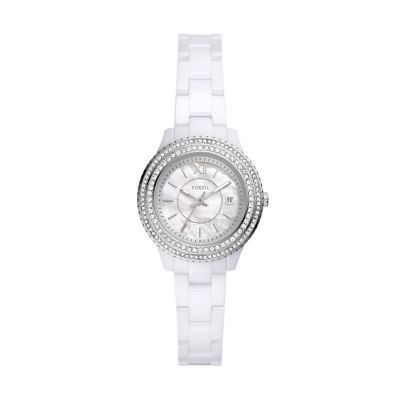 Stella Three-Hand Date White Ceramic Watch - CE1116 - Fossil