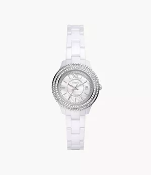 Stella Three-Hand Date White Ceramic Watch