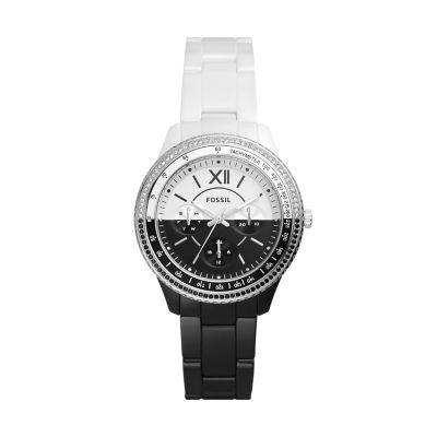 Stella Multifunction Black and White Ceramic Watch - CE1118 - Fossil