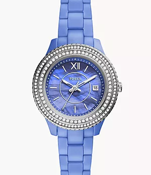 Stella Three-Hand Date Blue Ceramic Watch