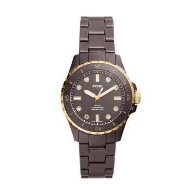 FB-01 Three-Hand Brown Ceramic Watch