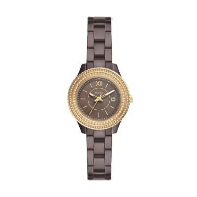 Stella Three-Hand Date Brown Ceramic Watch - CE1122 - Fossil