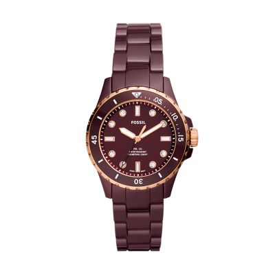 FB 01 Three Hand Brown Ceramic Watch CE1123 Fossil