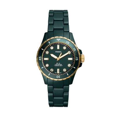 FB 01 Three Hand Green Ceramic Watch