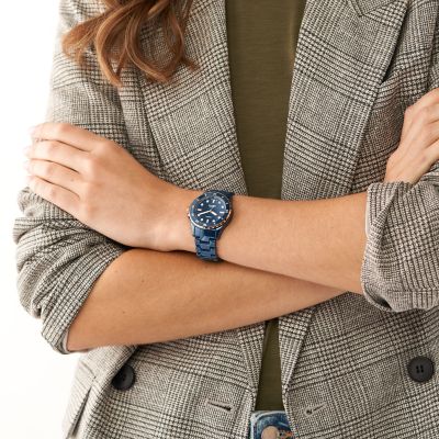 Fossil blue watch outlet women's