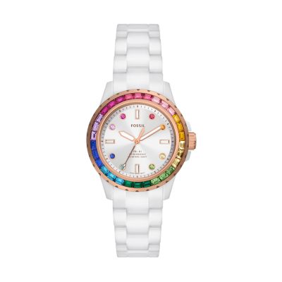 White best sale fossil watch