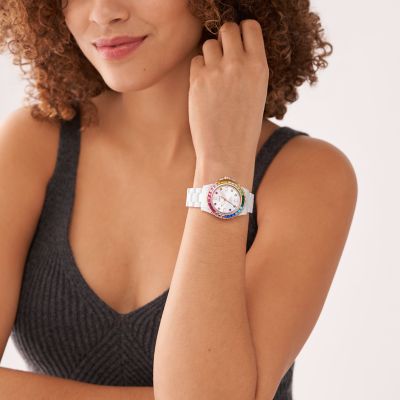 Fossil women's ceramic on sale watch