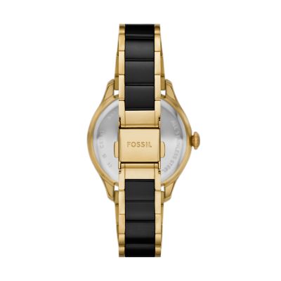 Gilmore Three-Hand Date Gold-Tone and Black Ceramic Watch