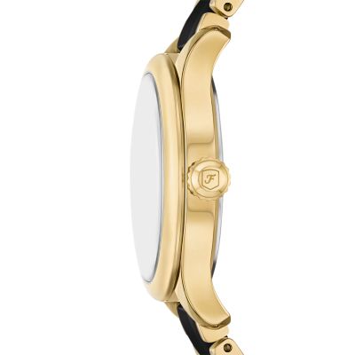 Gilmore Three-Hand Date Gold-Tone and Black Ceramic Watch