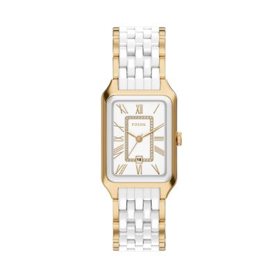 Raquel 26mm Three-Hand Date Gold-Tone Stainless Steel & White Ceramic Watch