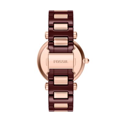 Carlie 38mm Three-Hand Red Ceramic and Rose Gold-Tone Stainless Steel Watch
