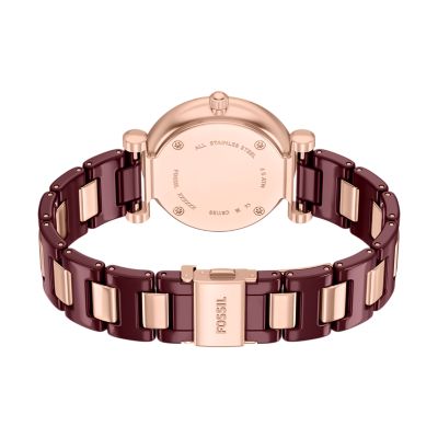 Carlie 38mm Three-Hand Red Ceramic and Rose Gold-Tone Stainless Steel Watch