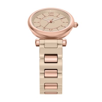 Carlie 38mm Three-Hand Salted Caramel Ceramic and Rose Gold-Tone Stainless Steel Watch