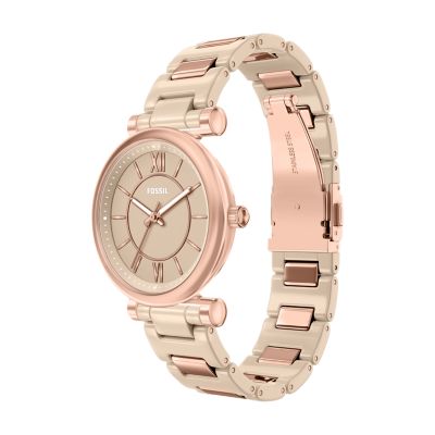 Carlie 38mm Three-Hand Salted Caramel Ceramic and Rose Gold-Tone Stainless Steel Watch