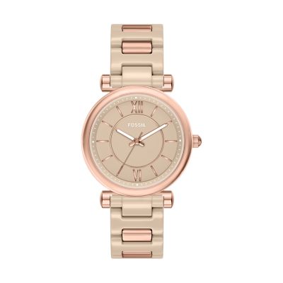 Carlie 38mm Three-Hand Salted Caramel Ceramic and Rose Gold-Tone Stainless Steel Watch