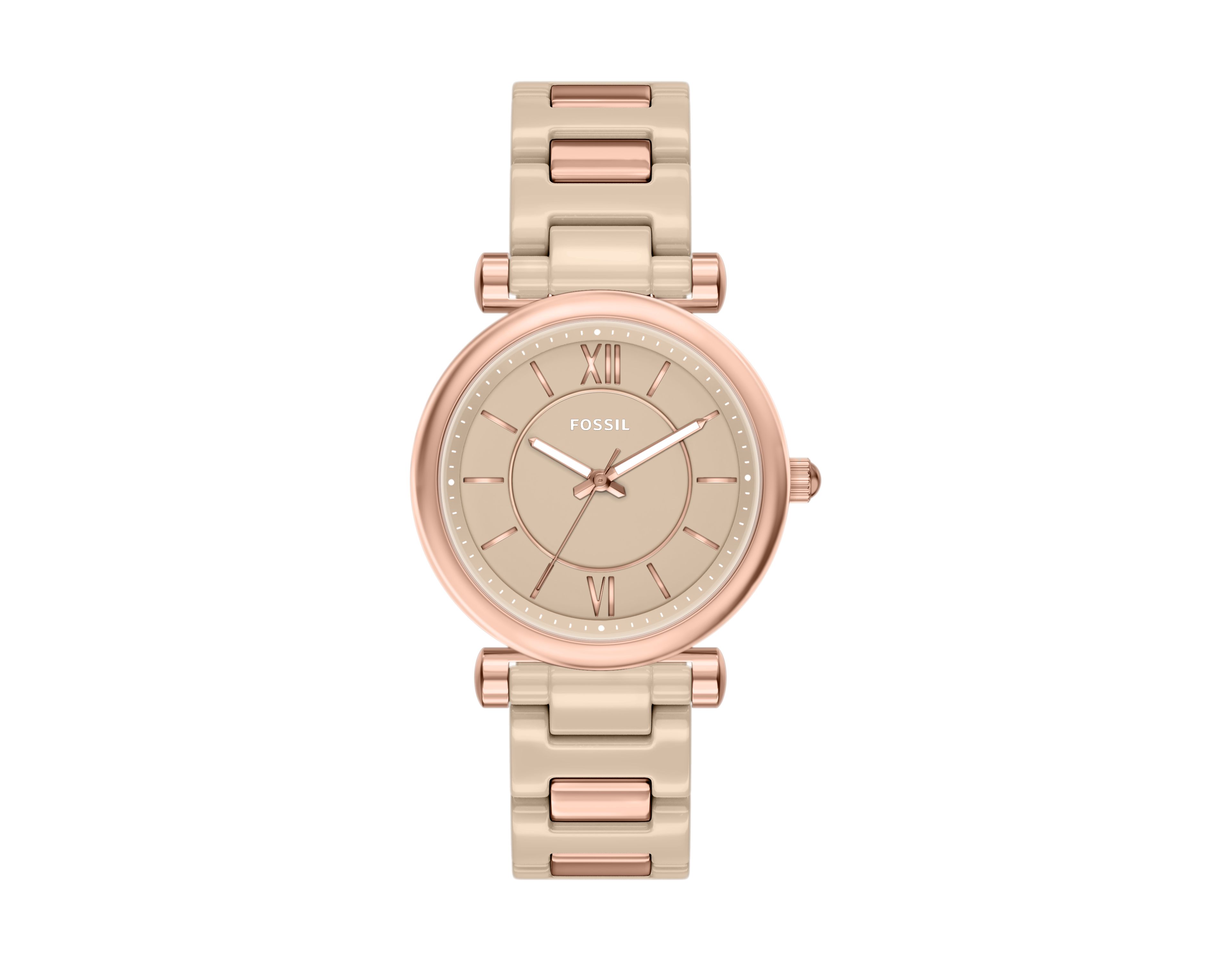 Carlie 38mm Three-Hand Salted Caramel Ceramic and Rose Gold-Tone Stainless Steel Watch