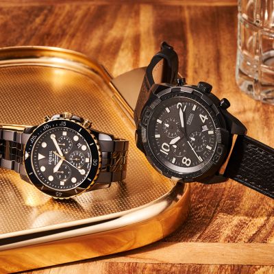 Black chronograph men's watch new arrivals