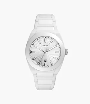 Everett Three-Hand Date White Ceramic Watch