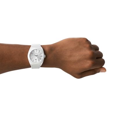 White ceramic best sale watch fossil