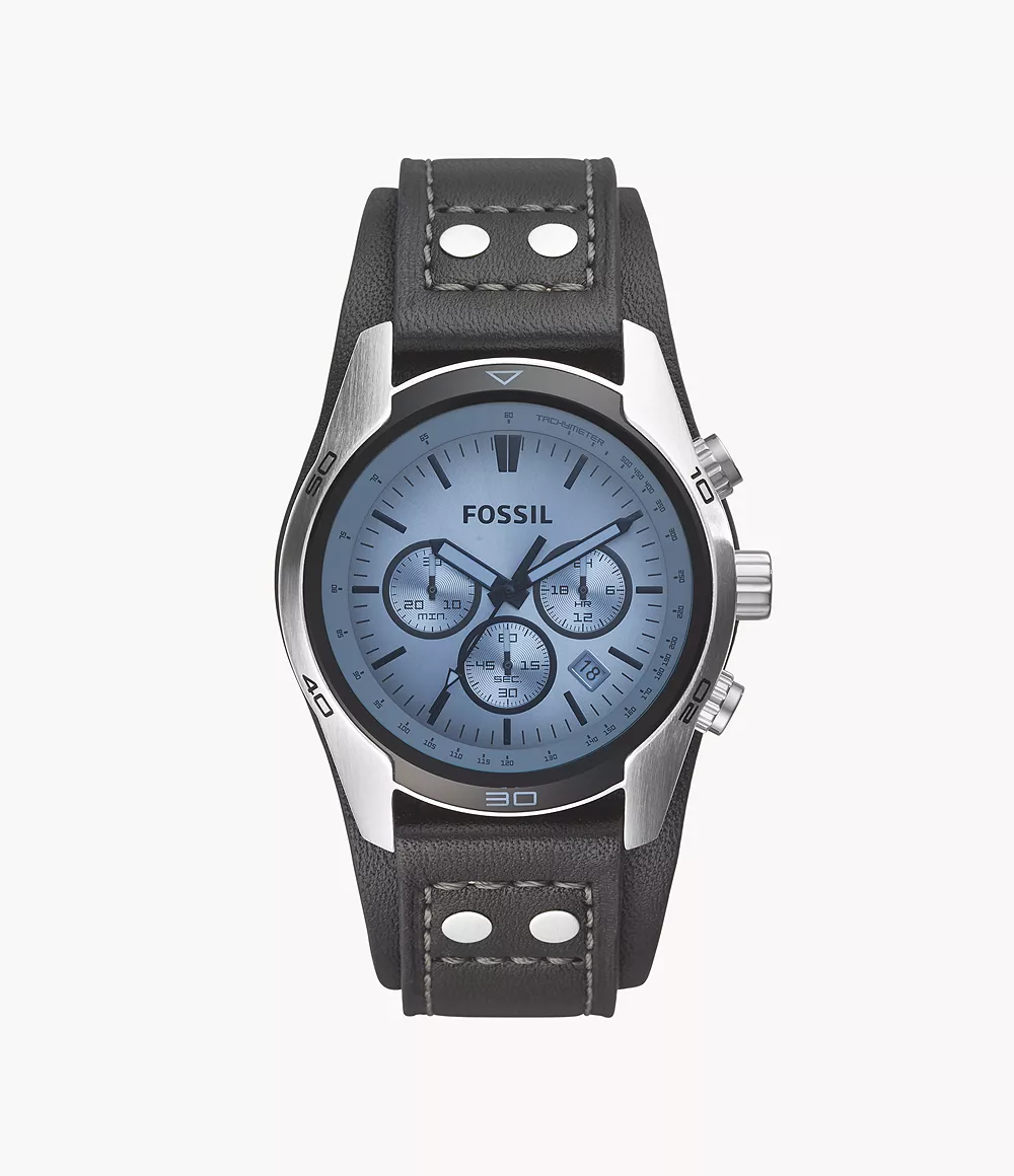 Image of Coachman Chronograph Black Leather Watch