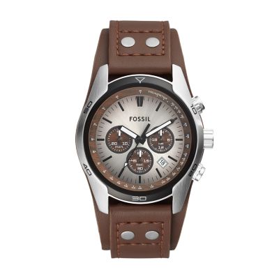 Coachman Chronograph Brown Fossil Leather Watch - CH2565 