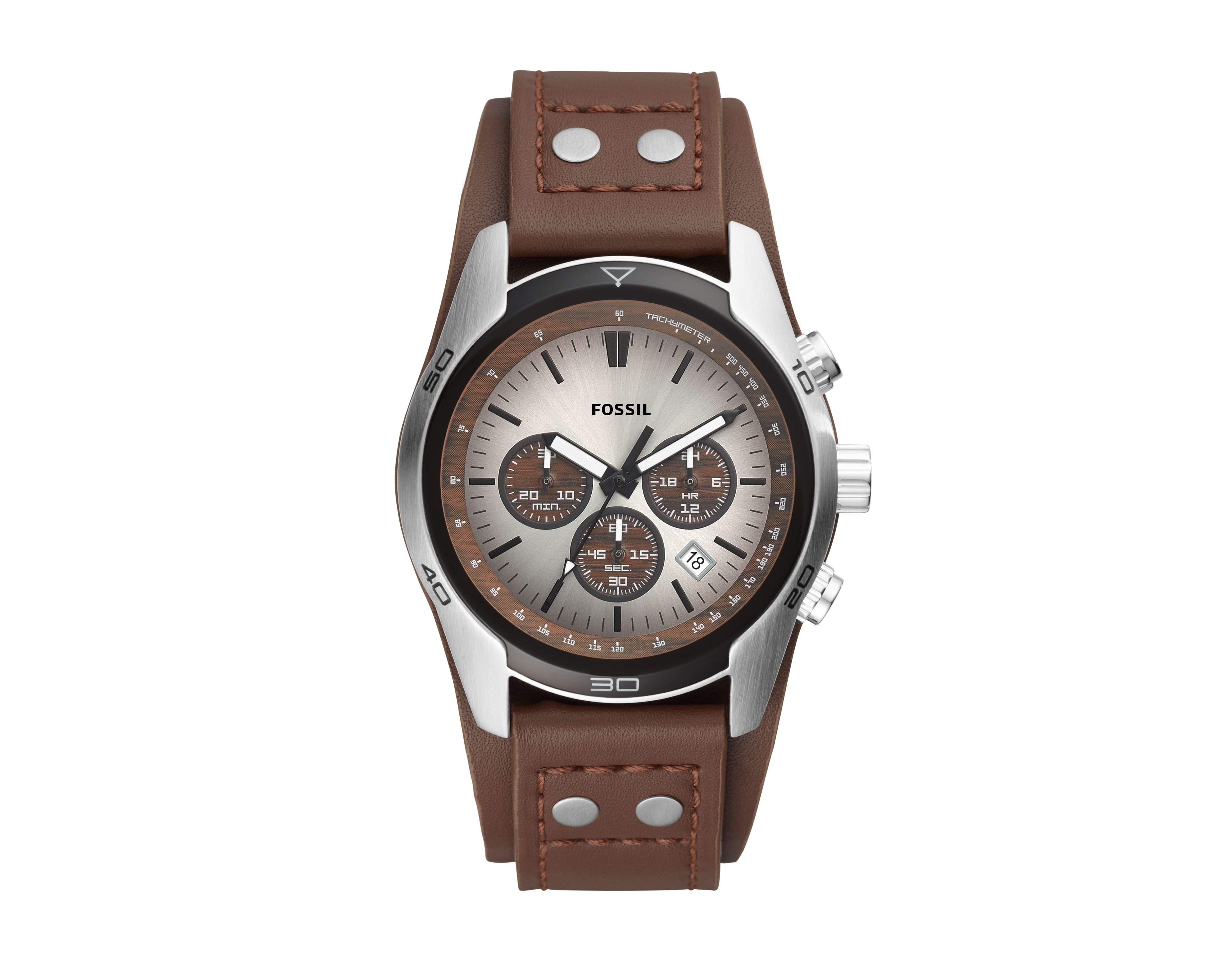 Coachman 45mm Chronograph Brown Leather Watch