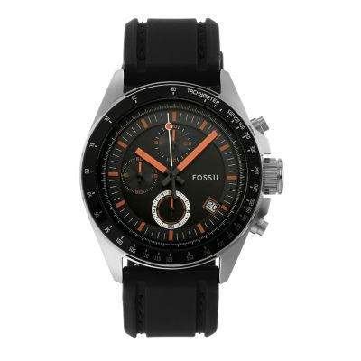 Fossil black cheap silicone watch