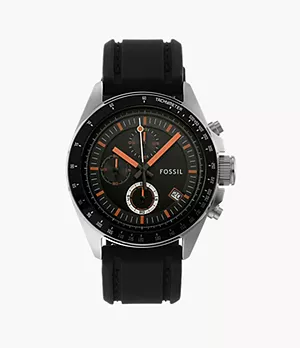 Decker Silicone Watch Black with Orange
