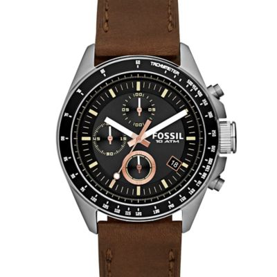 Decker Chronograph Brown Leather Watch