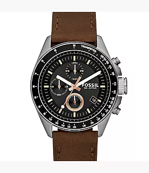Decker Chronograph Brown Leather Watch