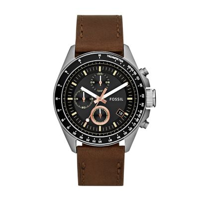 Decker Chronograph Brown Leather Watch