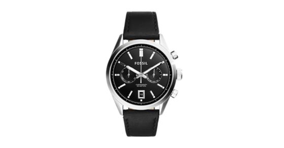 Del Rey Chronograph Black Leather Watch - Fossil