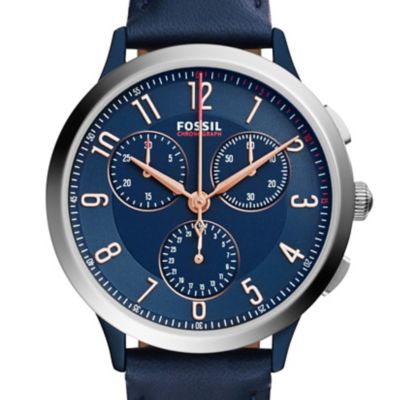 Montre Abilene Sport chronographe en cuir bleu